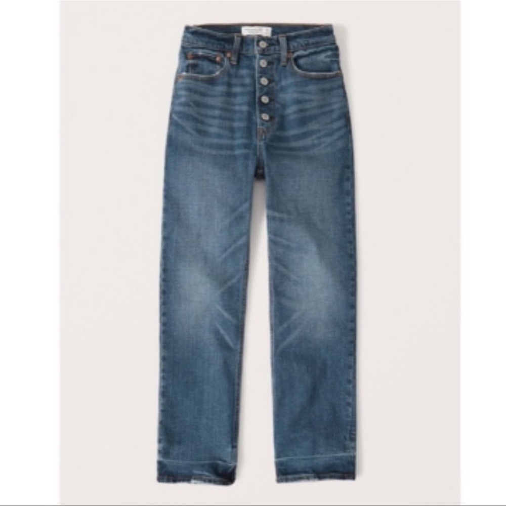 Abercrombie Ultra high rise ankle straight button fly jeans